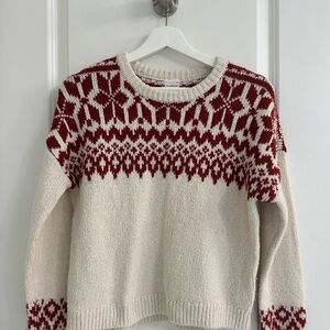 Abercrombie Kids Red and Cream Patterned Sweater